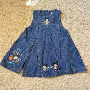 Vintage Cest La Vie 18M Baby Girl Coverall Dress Denim Jean Tea Time Energy Like